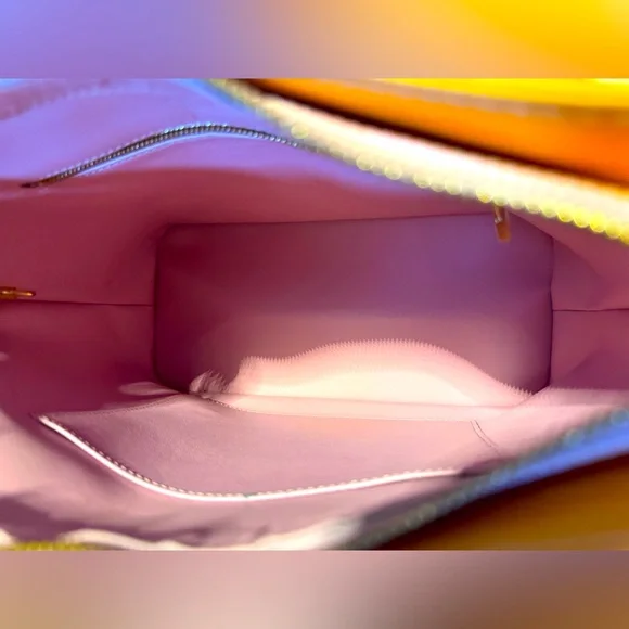 Louis Vuitton Authentic Vernis Houston Tote 1999Limited Edition Yellow &Pink COA - Picture 11 of 15